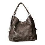 G.I.L.I Gray Croc Embossed Genuine Leather Satchel Handbag. Photo 1