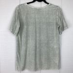 Raya Sun  Embroidered Heart Floral Design Short Sleeve Boho Top Washed Green S Photo 3