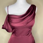 Morilee Madeline Gardner Bordeaux Satin One Shoulder Bridesmaid Dress Gown Sz 4 Red Photo 1