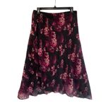 Y2K Alfani Silk Floral Asymmetrical Skirt Black Pink Midi Skirt Women’s Size 8 Photo 4