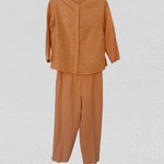 Laura Ashley Vintage 90s Y2K Woman’s Set Top & Bottom Orange Silk/Linen, Sz 8P Photo 0