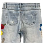 Indigo Rein  Light Wash Blue Floral Embroidered Low Rise Chew Hem Jeans size 9 Photo 10