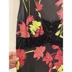 Bebe Dress Womens Small Black Pink Floral Sheer Lace Midi Slip Made USA Y2K Photo 3