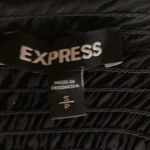 EXPRESS Black Sweetheart Swiss Dot Long Sleeve Smocked Peplum Blouse Top Size S Photo 4