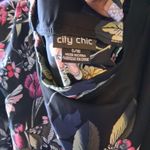 City Chic off the shoulder bell sleeve floral blouse sheer in black and multi-colored size small/16. Photo 2