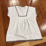J Crew Fringe beach tunic White Top with Multicolor Trim size S Photo 9