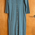 Fresh Produce  Sportswear Shirt Dress Blue Button Down Maxi Collared Pockets S Photo 0