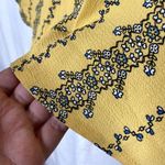 Mine Floral Short Cap Sleeves Split Neck Lace Back Blouse Small Yellow Top Fall Photo 5