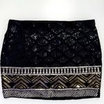 EXPRESS Black Silver and Gold Sequin Skirt Photo 0