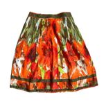 Talbots  Womens Size 8 Orange Green Pleated Midi Silk Blend Skirt Photo 1
