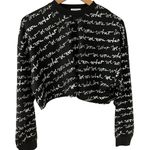 We Wore What Black & White Logo Scribbled Oversized Cropped Sweatshirt Size XS Photo 0