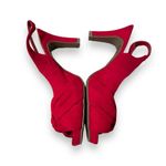 dexflex comfort Carmine Red Faux Suede Open toe Slingback Pumps Heels Sz 6.5 Photo 2