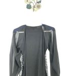 Badgley Mischka American Glamour Women Small Sequin Split Sleeve Blouse Black Photo 5