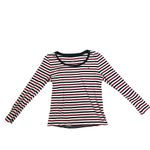 Tommy Hilfiger Women's Striped Top - Red, White, and Black Photo 1