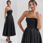 House Of CB  contessa Black Strapless Satin Corset Midi‎ Dress NWOT Size XS Photo 2