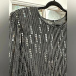 Laurence Kazar Vintage  100% Silk Black Beaded Sequins Evening Blouse Size Medium Photo 9