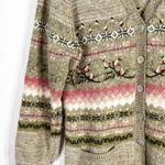 Susan Bristol  Medium Sweater Wool‎ Angora Hand Embroidered Floral Cardigan 916 Photo 2