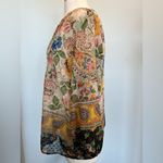 Fig and Flower Border Print Boho 3:4 sleeve blouse size Large Black Photo 8