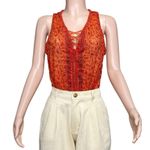 Poupette St. Barth  Singlet Bibi Top, Orange Cotton Tropical, Small Photo 3