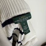 Ralph Lauren Lauren  Big Button High Neck Striped Pullover Sweater Small White Photo 2