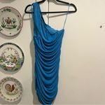 LIONESS NEW  One Shoulder Ruched Bright Blue Mini Dress Photo 6