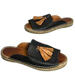 Bueno Navar Espadrille Sandals US 7 EU 37 Black Leather Tasseled Comfort Shoes Photo 0