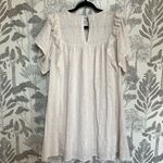Umgee  ivory white Boho Embroidered Babydoll dress Cottage Peasant Tunic Sz med Photo 2