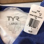 Tyr. Womens Open Lochte Tee Shirt Scoop Neck Short Sleeve Blue White L Photo 2