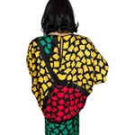 1980s Guy Laroche Silk Colorblock Mosaic Printed Dress Dolman sleeve size small Black Photo 10