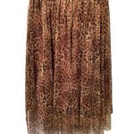Y2K Sheer Leopard Print Mesh Tiered MIDI Skirt Sz S Animal Full Ballet Lined Brown Photo 1