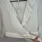 Maje MWT  Plumeti Cropped White Wrap Ruffle V-neck Wrap Blouse Size 2 NEW Photo 3