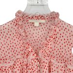 Jonathan Simkhai Silk Ruffle Polka Dot Blouse Small Pink Red Dressy Valentine Photo 4