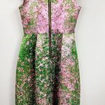 Natasha Zinko Pink & Green Sakura Floral Print Sweetheart Midi Dress Size 8 Photo 8