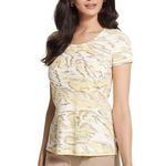 Chico's Zenergy Short Sleeve Scoop Neck Robyn Print Top Yellow Size 0 (US Size S) Photo 5