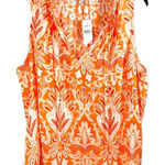 Loft  Women’s Large Orange & White Paisley Lightweight Boho Chic Sleeveless Top Photo 0