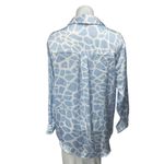 ZARA Blue White Silk Satin Animal Print Long Sleeve Button Down Shirt Top Size S Photo 1
