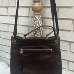 Christopher Kon Crossbody Bag Purse Leather Brown Chocolate Zipper Locks Hobo Photo 0