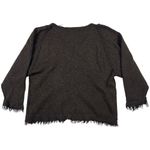 Free People  Wool Blend Slubby Fringe V-Neck Sweater Gray-Brown-Black Size S Photo 3