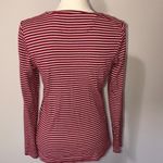 Talbots Pima Cotton Christmas Snowflake Red Striped White Top M Long Sleeve Photo 3