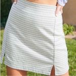 Brandy Melville Cara Mini Skirt Green and White Check Plaid XS OS One Size Photo 3