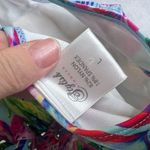 Stylish Swimwear Triangle Top Tie Side Tropical Pattern Deep V Swimsuit Sz LG Blue Photo 6