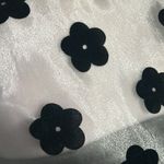 Nasty Gal Women’s Boxy Shimmering Sheer Felt Floral Appliqué Festival Summer Top Photo 3