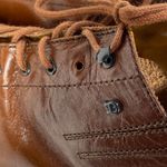 Etienne Aigner Brown Leather Ankle Boots Womens 7.5 Lace Up Combat Booties-flaw Photo 11