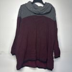 Calvin Klein  Women's Sweater 1X Red Black Knit Cowl Neck Pullover Plus Size Photo 0