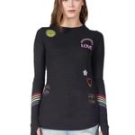 Lauren Moshi  MCKINLEY NEON SIGNS Women’s Black Graphic Long Sleeve Top Size XS Photo 0