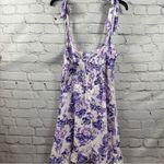AQUA  Lightweight Smocked Back Dress Tie Shoulders Floral XL Fits Like L NWT Photo 2