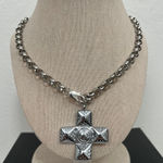 J Brand Titanium Steel 18K Gold Plated Retro Cross PlatingPendant Necklace color silver‎ Photo 0