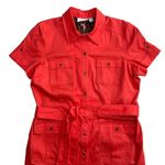 Chico's Chico’s Vibrant Coral Lined Snap Front Belted Shirt Dress Size 2.5 (L/14) Photo 11