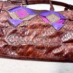 Jessica Simpson Vintage Leather Brown & Purple Bag, Shoulder Bag Photo 13