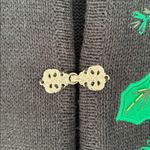 Vintage 90s Christmas Sweater: Crystal Kobe Poinsettia Sequins Velvet Trim Sz XL Black Photo 4